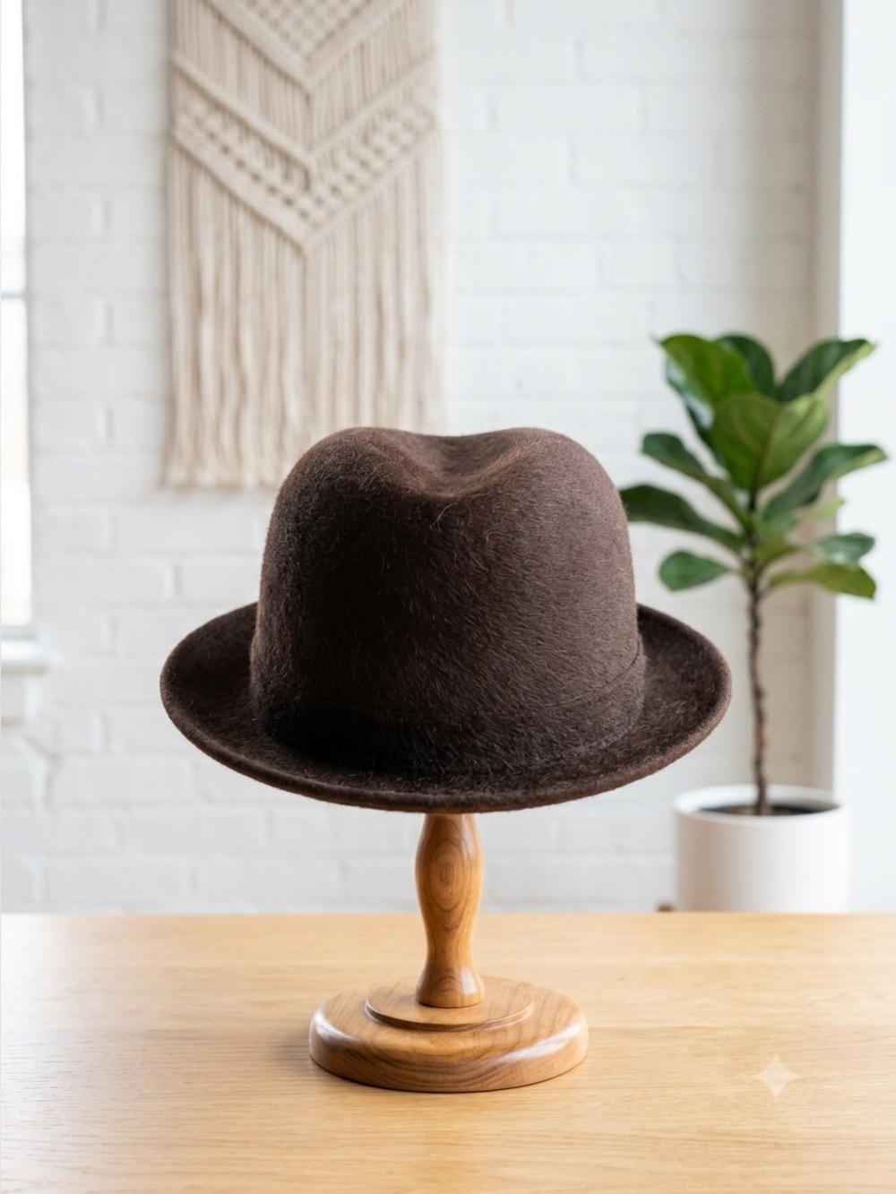 Borsalino Fedora Brown Wool Felt Hat‎ Italy Vintage Leather 7 1/8